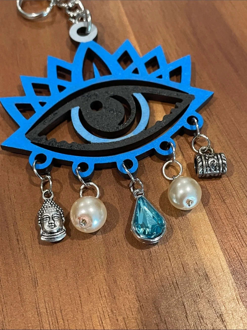 Handmade Evil Eye Bag Charm Keychains with Dangles